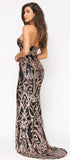 Tamura Black Rose Gold Sequin Gown