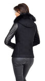Soia & Kyo Kasia Black Short Wool Jacket With Fur Hood