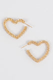Textured Gold Heart Hoop Earrings