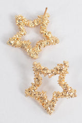 Textured Gold Star Earrings