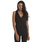 Black Drop Needle Drape Top